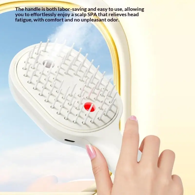 Electric Steam Hair Straightening Brush Water Spray Wet Dry Use USB-C Fast Charging Portable Hair Tool for Salon Travel Use