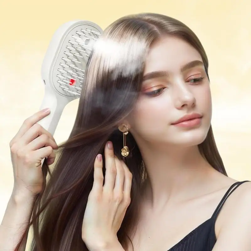 Electric Steam Hair Straightening Brush Water Spray Wet Dry Use USB-C Fast Charging Portable Hair Tool for Salon Travel Use