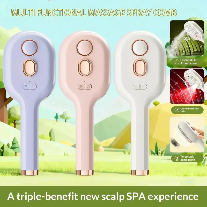 Electric Steam Hair Straightening Brush Water Spray Wet Dry Use USB-C Fast Charging Portable Hair Tool for Salon Travel Use