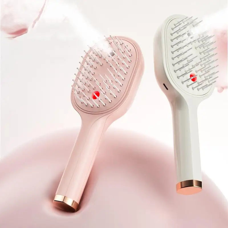 Electric Steam Hair Straightening Brush Water Spray Wet Dry Use USB-C Fast Charging Portable Hair Tool for Salon Travel Use