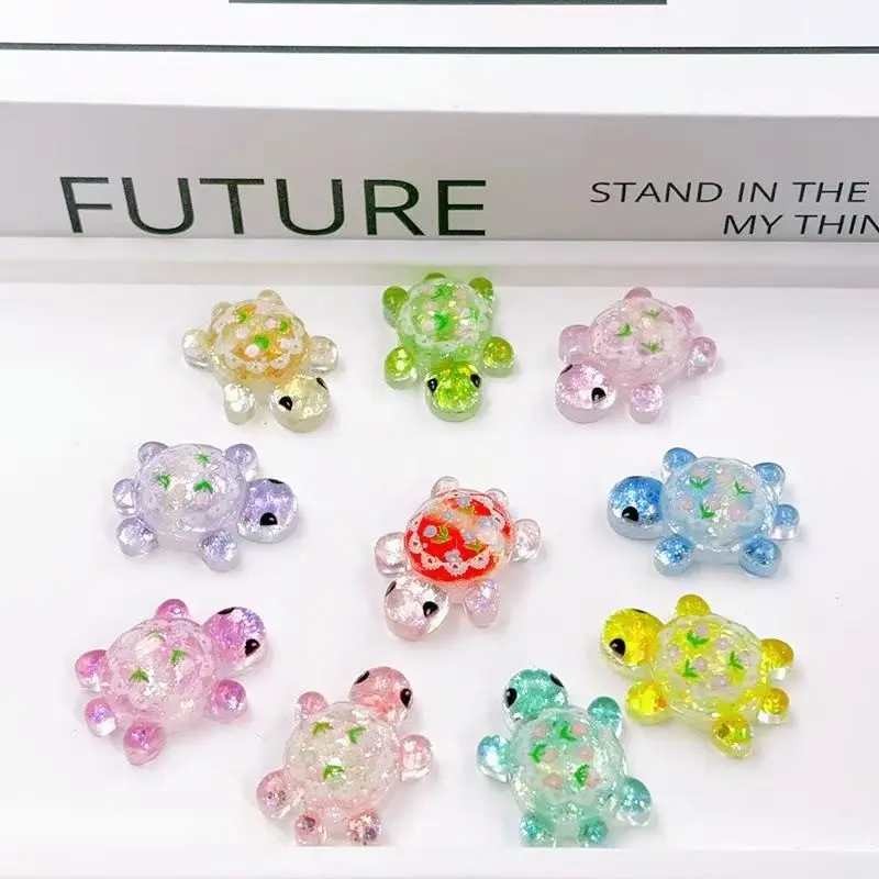 100pcs 2.6*cm Mini Colorful Gradient Color Turtle Home Decor Landscape Resin Crafts Turtles Garden Fish Tank Miniatures Ornament