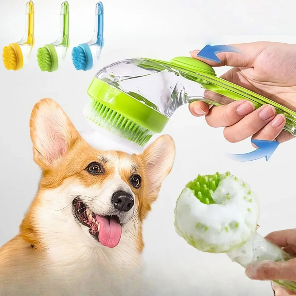 Pet Bathing Brush Long Handle Add‑Liquid Soft Silicone Massage for Dogs & Cats Bath Cleaning Pet Grooming Tool Pet Supplies