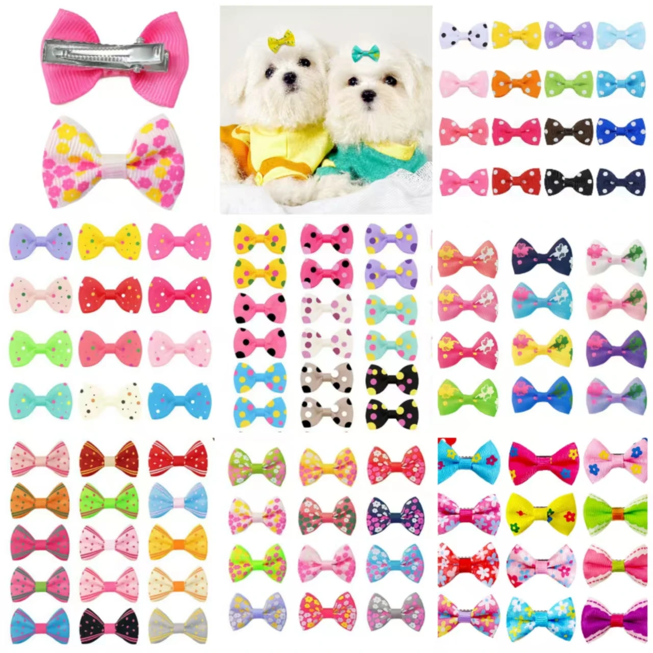 10/20Pcs Dot Pet Grooming Hair Clips Dog Cat Bows Hairpin Pet Girls Barrette for Small Dogs Supplies Pet Hair Grooming Acce