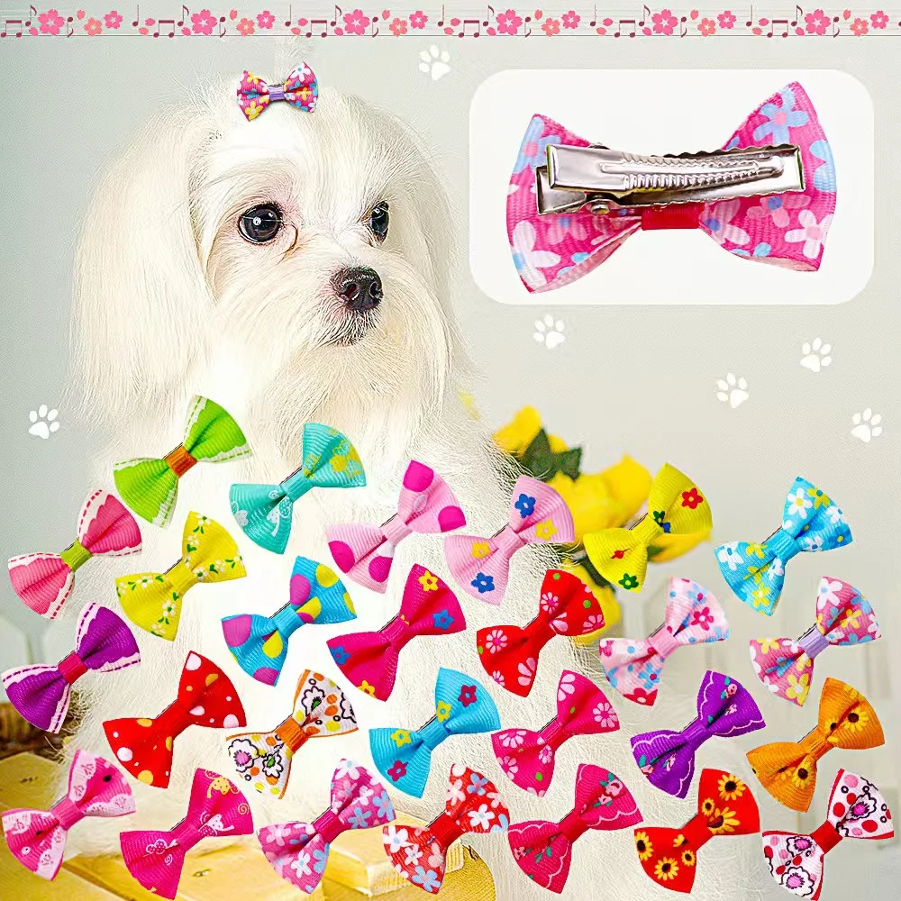 10/20Pcs Dot Pet Grooming Hair Clips Dog Cat Bows Hairpin Pet Girls Barrette for Small Dogs Supplies Pet Hair Grooming Acce
