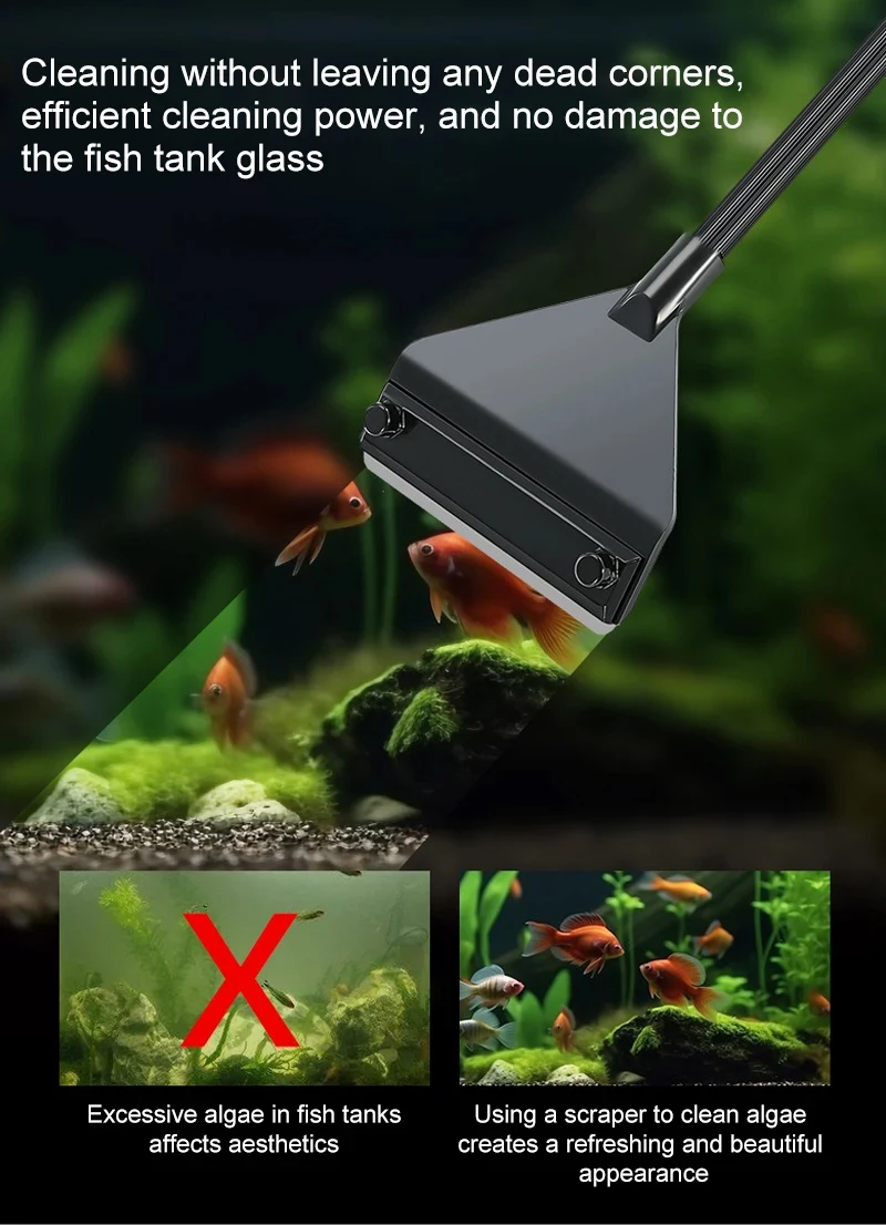 Aquarium Algae Remover Aluminum Alloy Stainless Steel Scraper Blade Fish Tank Glass Water Plant Grass Cleaning Tools Accessories