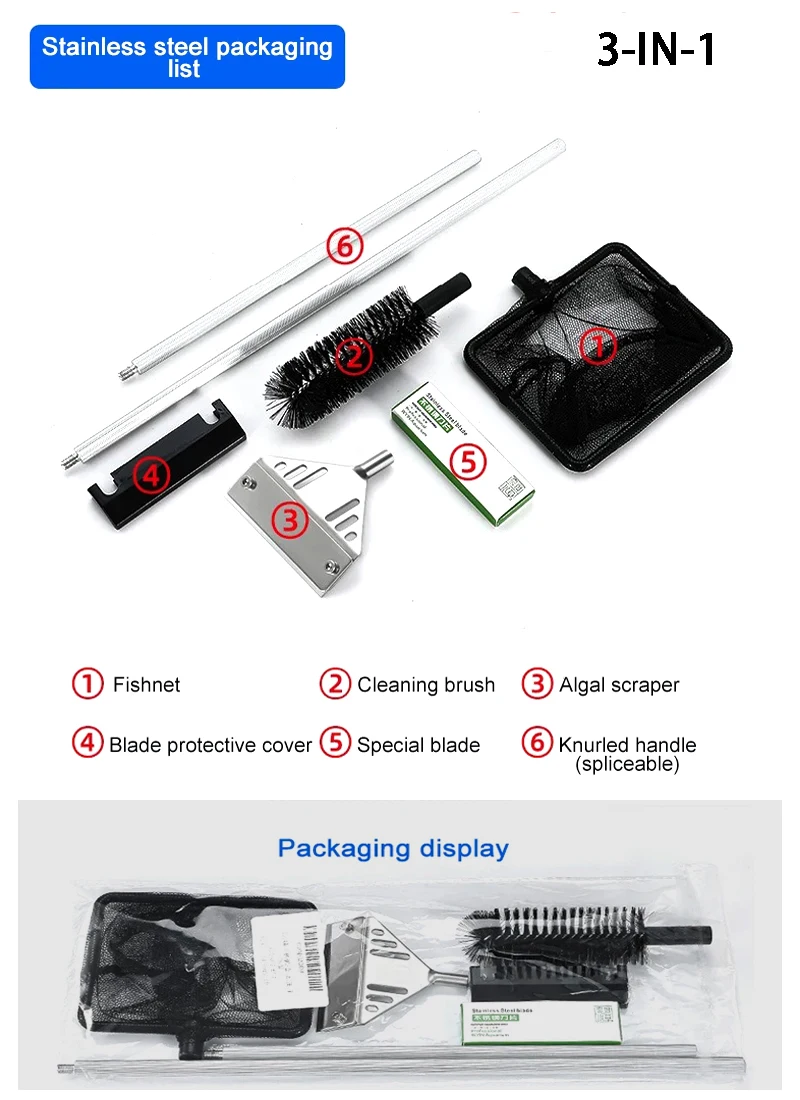 Aquarium Algae Remover Aluminum Alloy Stainless Steel Scraper Blade Fish Tank Glass Water Plant Grass Cleaning Tools Accessories