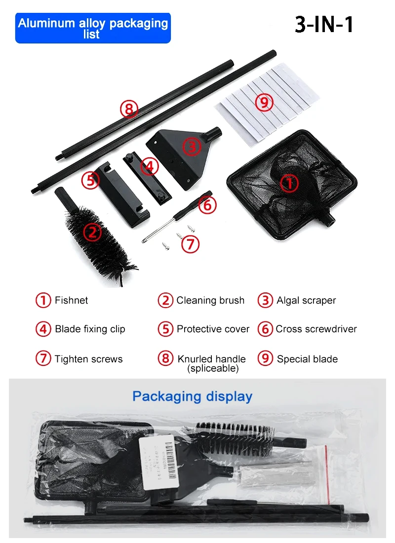Aquarium Algae Remover Aluminum Alloy Stainless Steel Scraper Blade Fish Tank Glass Water Plant Grass Cleaning Tools Accessories