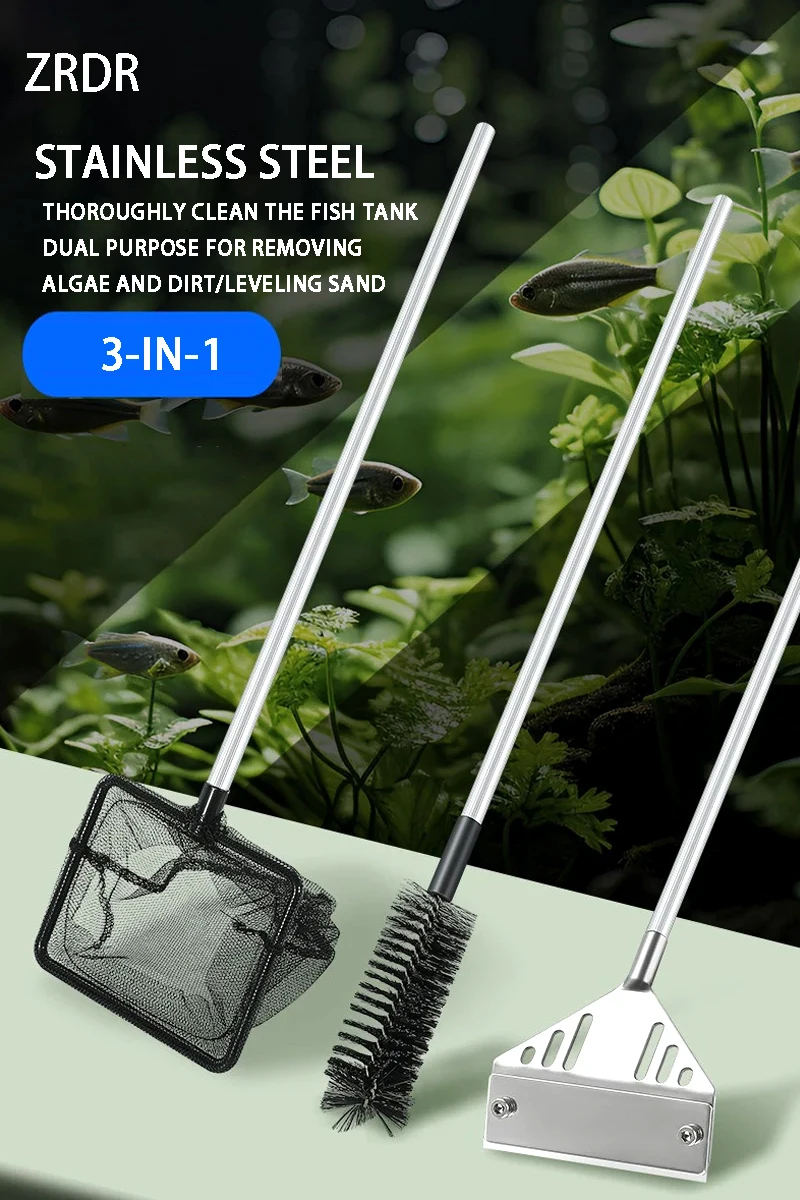 Aquarium Algae Remover Aluminum Alloy Stainless Steel Scraper Blade Fish Tank Glass Water Plant Grass Cleaning Tools Accessories
