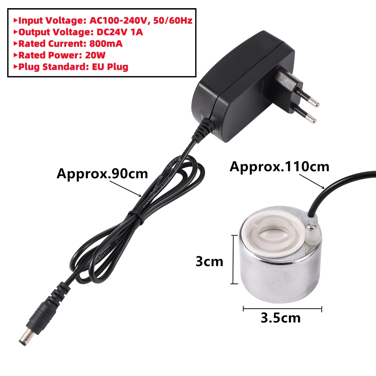 Fish Tank Fish Pond Landscaping Ultrasonic Nebulizer Small Water Rockery Bonsai Atomizer Humidifier & EU Plug Power Adapter 1set