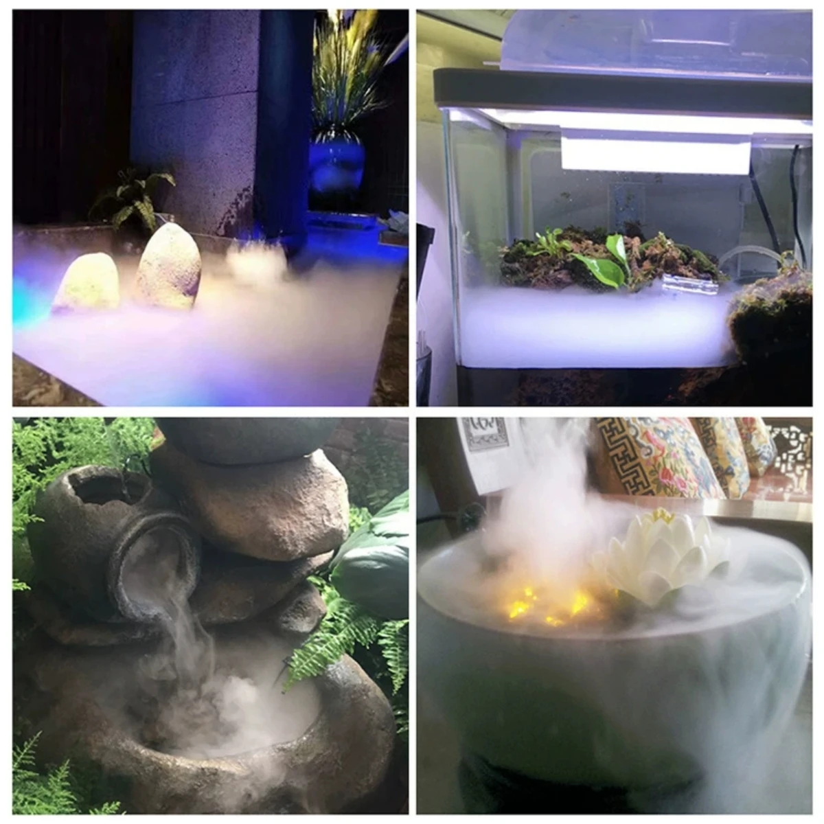 Fish Tank Fish Pond Landscaping Ultrasonic Nebulizer Small Water Rockery Bonsai Atomizer Humidifier & EU Plug Power Adapter 1set