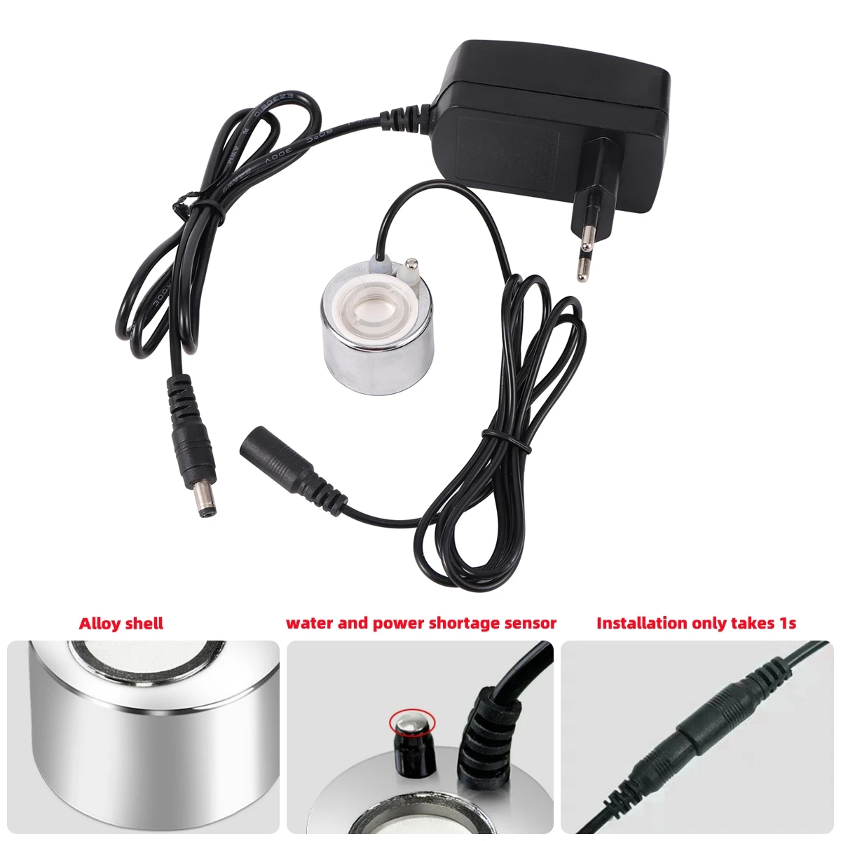 Fish Tank Fish Pond Landscaping Ultrasonic Nebulizer Small Water Rockery Bonsai Atomizer Humidifier & EU Plug Power Adapter 1set