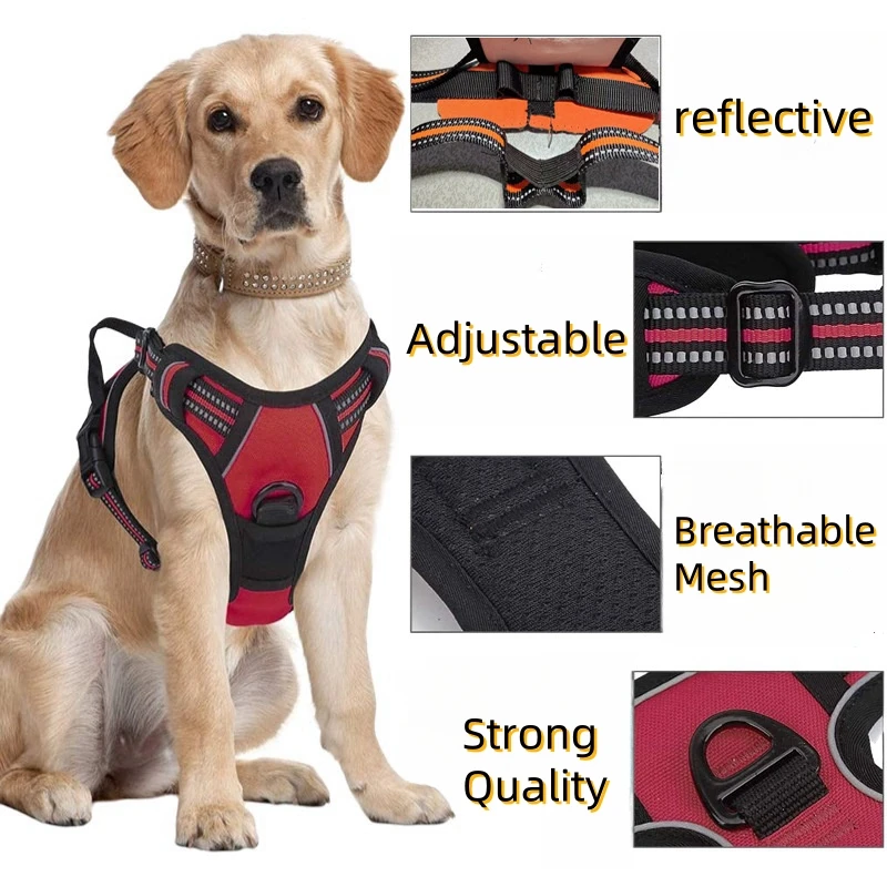 No Pull Dog Harness Large Dog Harnesses Heavy Duty Reflective Easy Control Handle for Large Dog Walking Medium Dogs Pet Supplies
