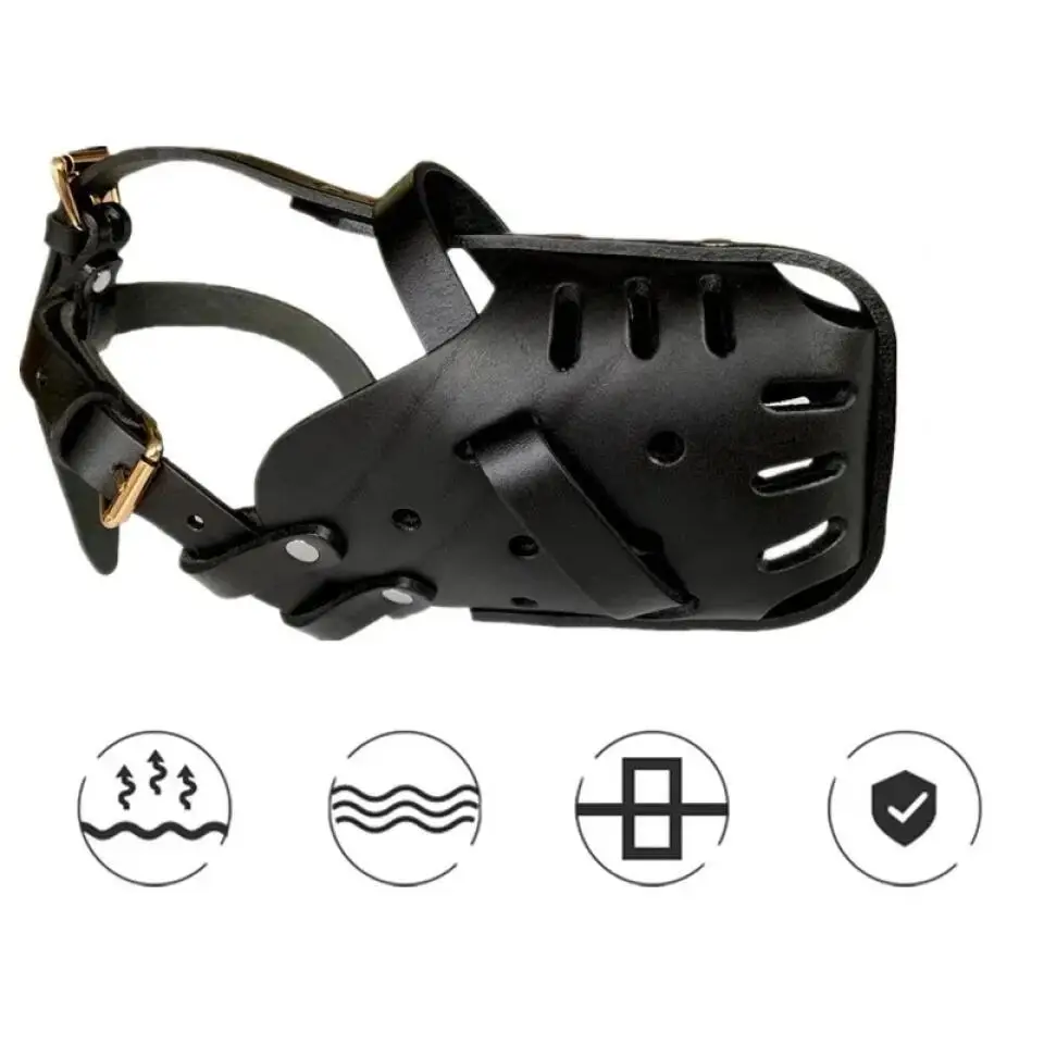 Leather Pet Dog Basket Mouth Cage German Shepherd Doberman Anti Bite Dog Training Defense Masks for Small/Large Dogs