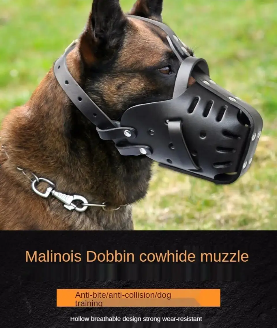 Leather Pet Dog Basket Mouth Cage German Shepherd Doberman Anti Bite Dog Training Defense Masks for Small/Large Dogs