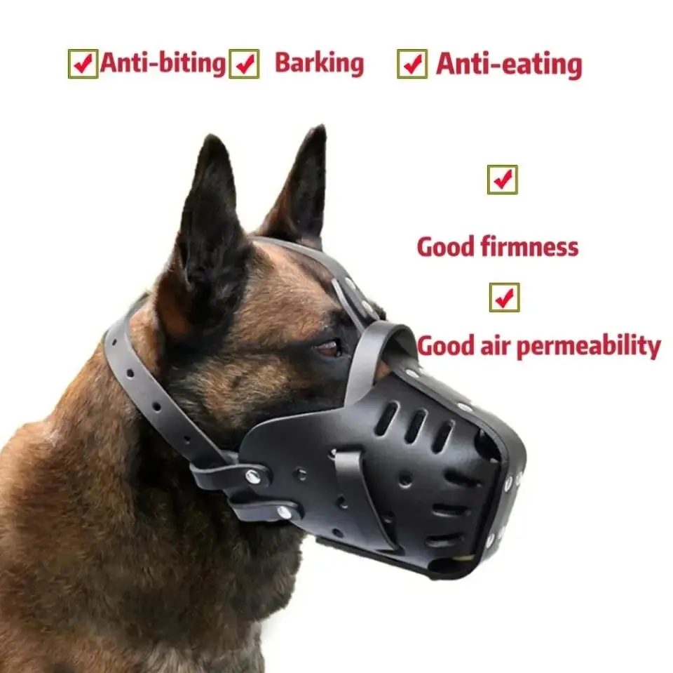 Leather Pet Dog Basket Mouth Cage German Shepherd Doberman Anti Bite Dog Training Defense Masks for Small/Large Dogs