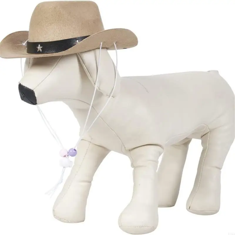 Dog Cowboy Costume Hat Bandanas Set Dogs Adjust Caps Festival Props Outfit