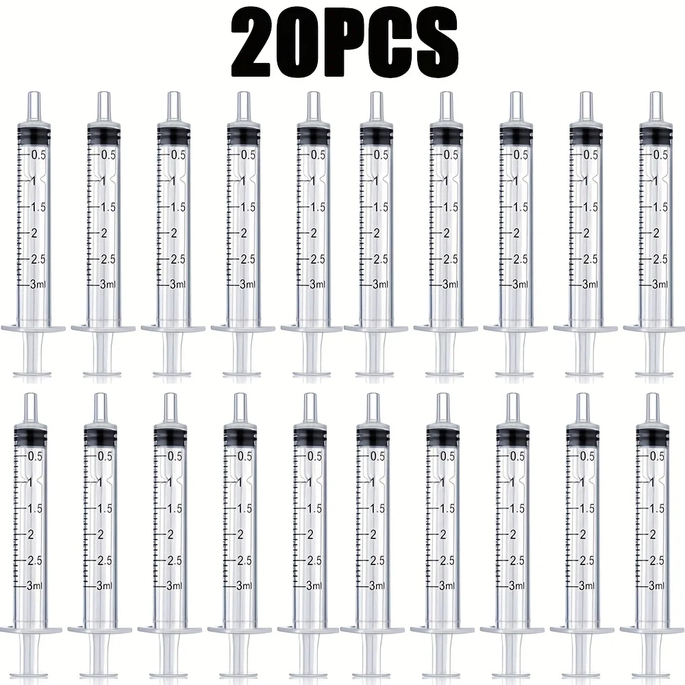 20/50PCS 3ml Syringe Without Caps, Liquid Injector, For Scientific Laboratory, Measurement, Small Animal Feeding
