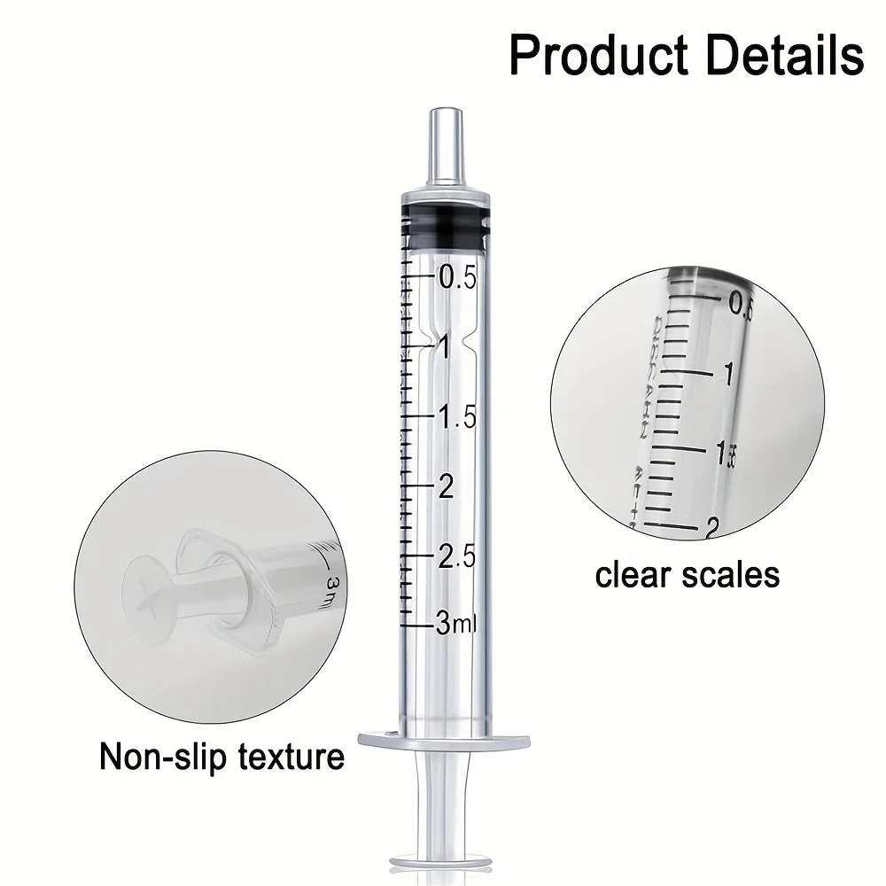 20/50PCS 3ml Syringe Without Caps, Liquid Injector, For Scientific Laboratory, Measurement, Small Animal Feeding