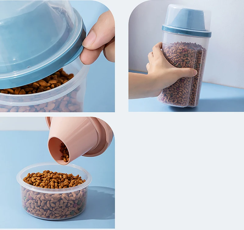 1000ml/1500ml Dog Food Storage Container Transparent Pet Food Sealed Jar with Scale Pet Food Storage Dispenser Dog Accessories