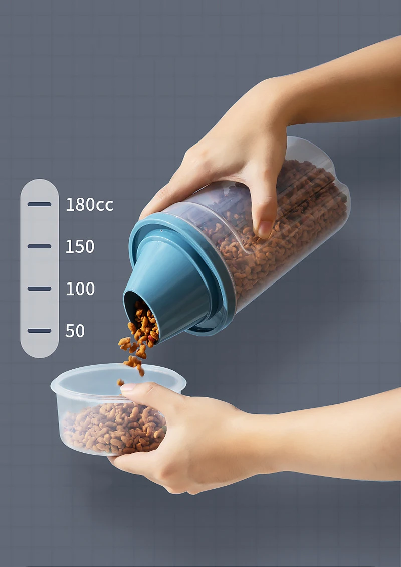 1000ml/1500ml Dog Food Storage Container Transparent Pet Food Sealed Jar with Scale Pet Food Storage Dispenser Dog Accessories