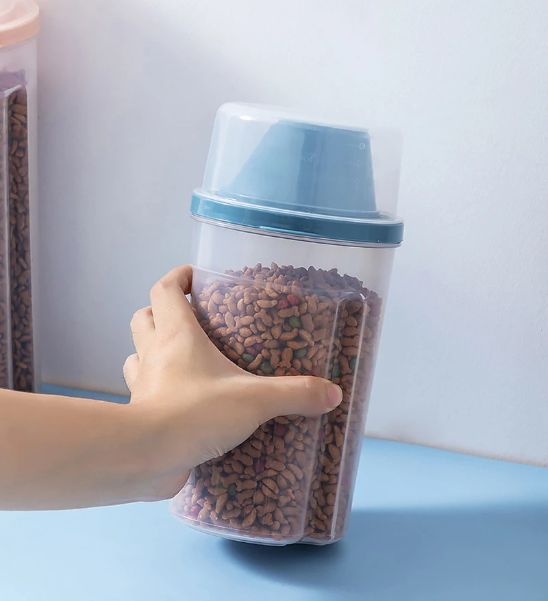 1000ml/1500ml Dog Food Storage Container Transparent Pet Food Sealed Jar with Scale Pet Food Storage Dispenser Dog Accessories