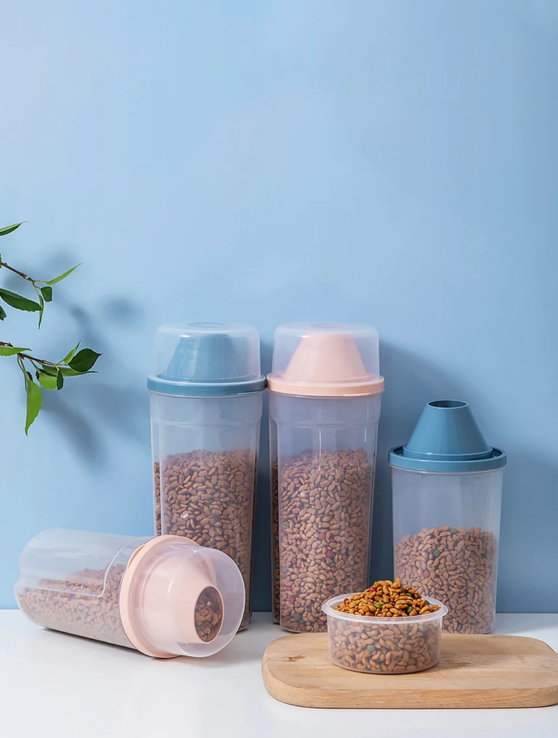1000ml/1500ml Dog Food Storage Container Transparent Pet Food Sealed Jar with Scale Pet Food Storage Dispenser Dog Accessories