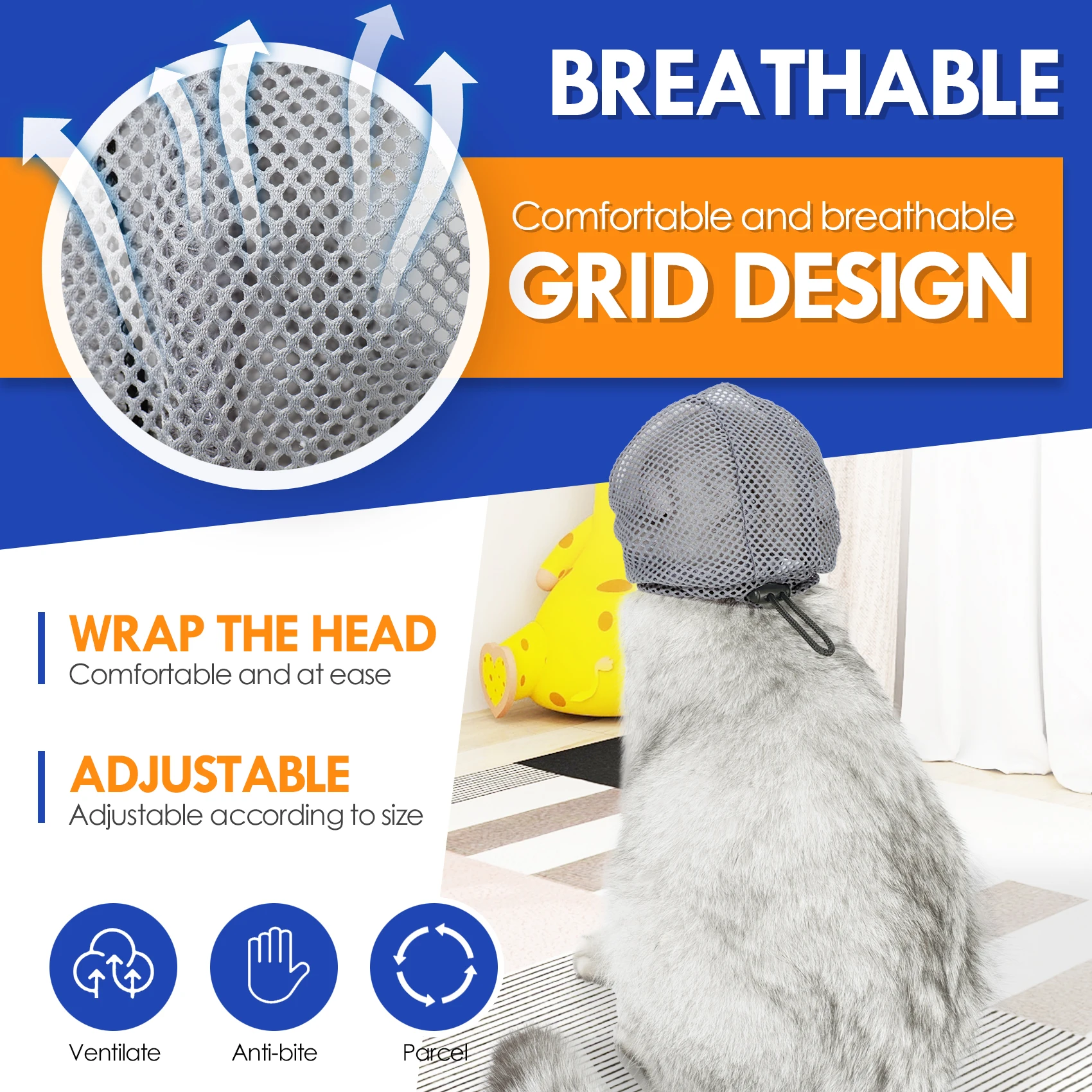 Cat Muzzle for Grooming, Adjustable Transparent Anti-Bite Cat Mask for Nail Clipping