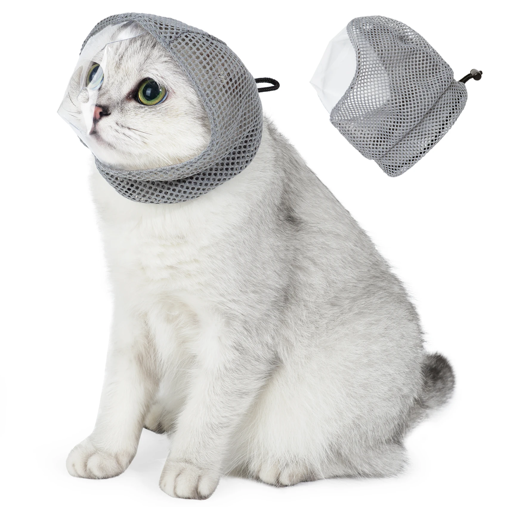Cat Muzzle for Grooming, Adjustable Transparent Anti-Bite Cat Mask for Nail Clipping