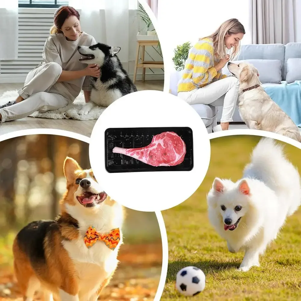 Interactive Stuffed Dog Chew Toy for Small and Medium Dogs Squeak Toy Realistic Steak Shape to Reduce Boring & Anxiety