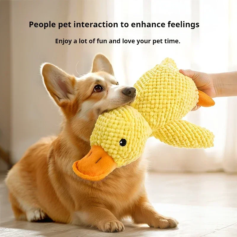 Pet Plush Toy Dog Calming Duck Companion Sleeping Duck Toys Chew Toy Durable Squeaky for Puppy Pet Teeth Cleaning Chew Pet Toy