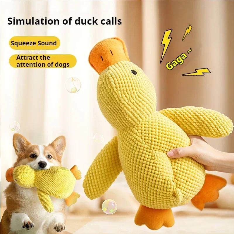 Pet Plush Toy Dog Calming Duck Companion Sleeping Duck Toys Chew Toy Durable Squeaky for Puppy Pet Teeth Cleaning Chew Pet Toy