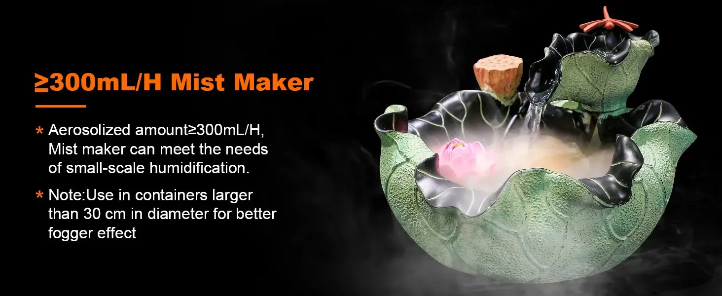 Ultrasonic Atomizer Mist Maker Mister Fogger Water Fountain Pond Aquarium Fish Tank Fog Machine Humidifier with Splash Guard