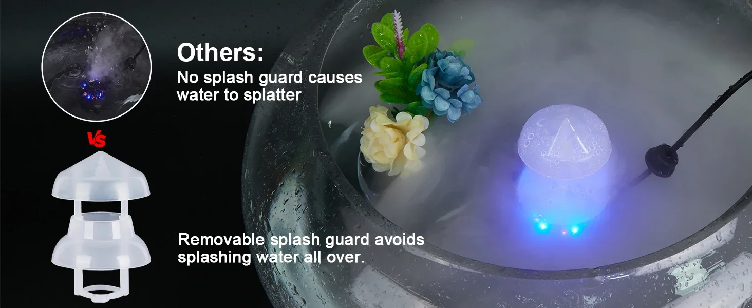 Ultrasonic Atomizer Mist Maker Mister Fogger Water Fountain Pond Aquarium Fish Tank Fog Machine Humidifier with Splash Guard