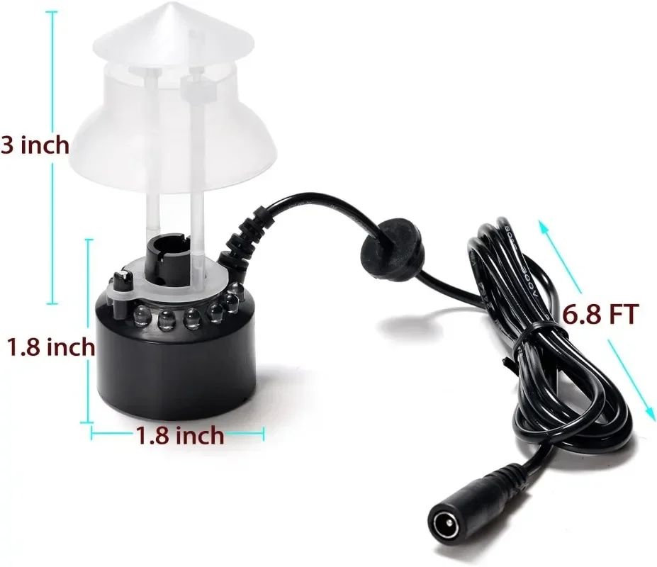 Ultrasonic Atomizer Mist Maker Mister Fogger Water Fountain Pond Aquarium Fish Tank Fog Machine Humidifier with Splash Guard