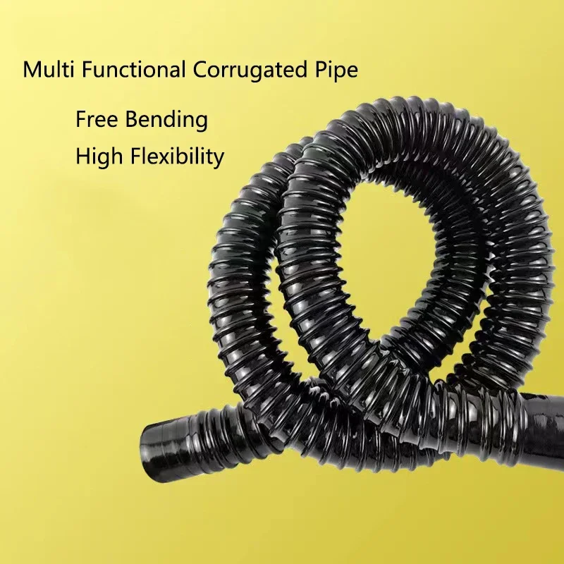 Black Flexible Corrugated Aquarium Hose Durable Fish Tank Inlet Outlet Joint Hose Water Pump Supplies Pipe Easy Install 50/100cm