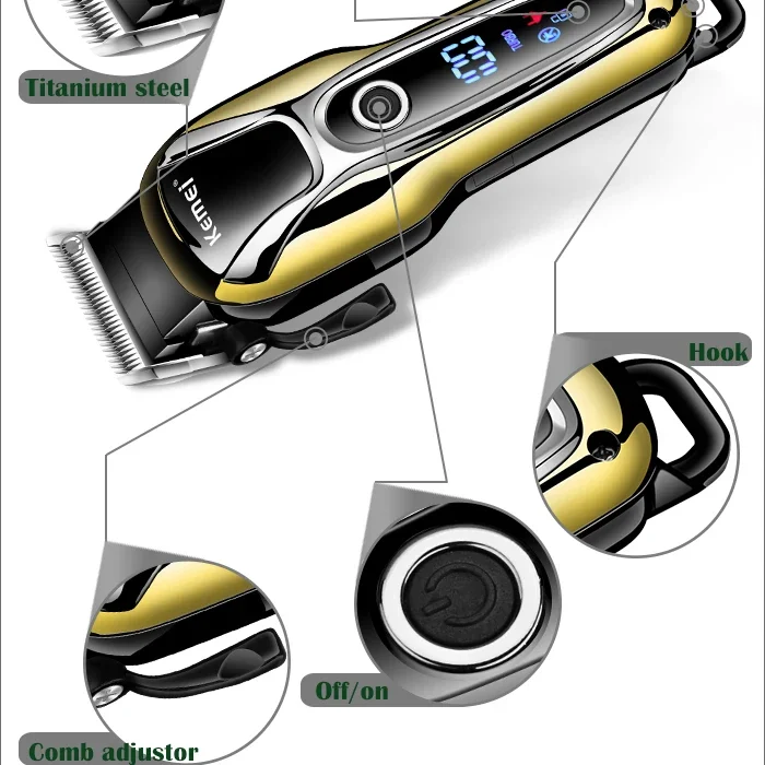 Kemei 100-240v KM-1990 Rechargeable Animal Hair Clipper Professional Dog Hair Trimmer For Cat Hair Remover Pet Grooming Set