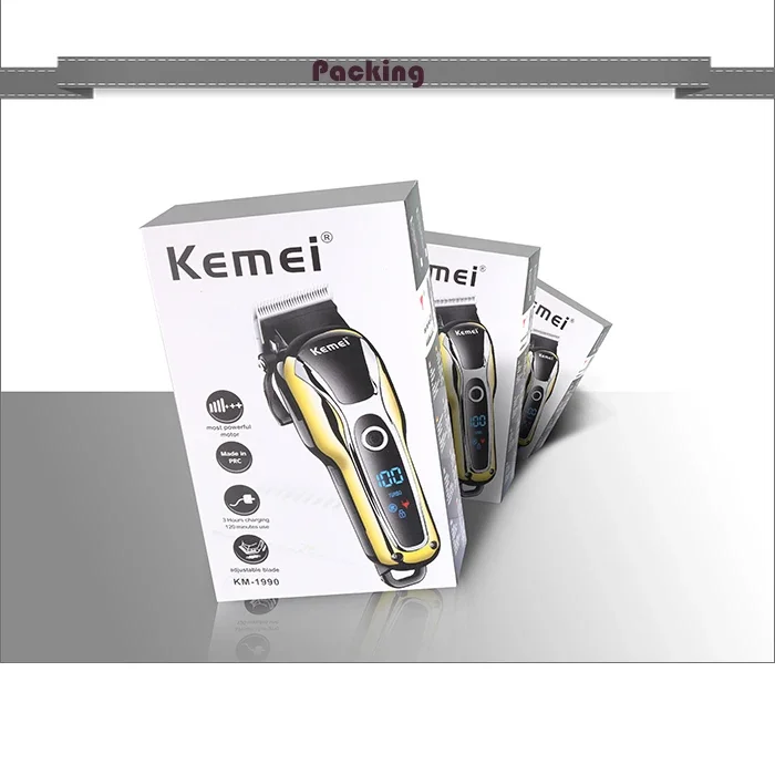 Kemei 100-240v KM-1990 Rechargeable Animal Hair Clipper Professional Dog Hair Trimmer For Cat Hair Remover Pet Grooming Set
