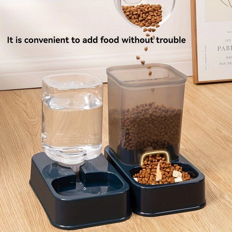 Automatic Cat and Dog Feeder with Drinker - Pet Food Bowl and Drinker Set,Smart Portion Control for Cat and Dog,Without Battery
