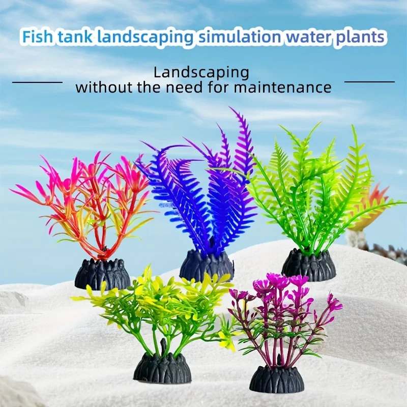10pcs PVC Artificial Aquatic Plants for Fish Tank Decor, Simulated Aquarium Plant Decorations