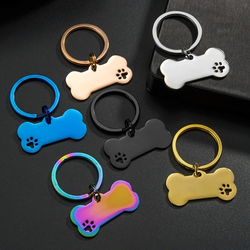 Bone Shaped Pet ID Tag Personalized Dog Cat Name Tags Anti-lost Free Engraving Collar Pendant Bone for Small Medium Large Pet
