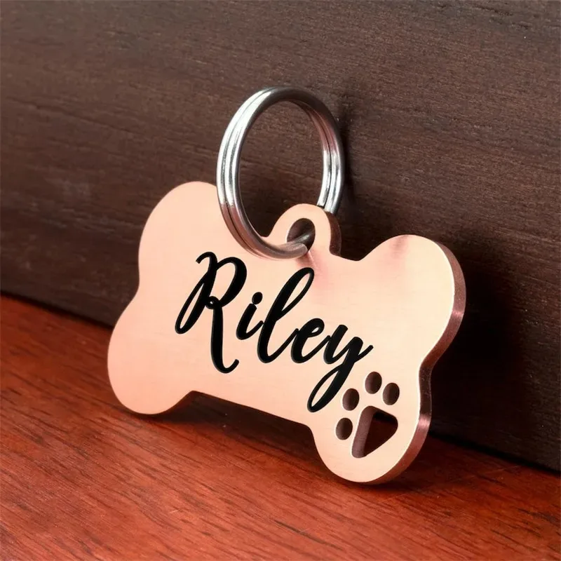 Bone Shaped Pet ID Tag Personalized Dog Cat Name Tags Anti-lost Free Engraving Collar Pendant Bone for Small Medium Large Pet