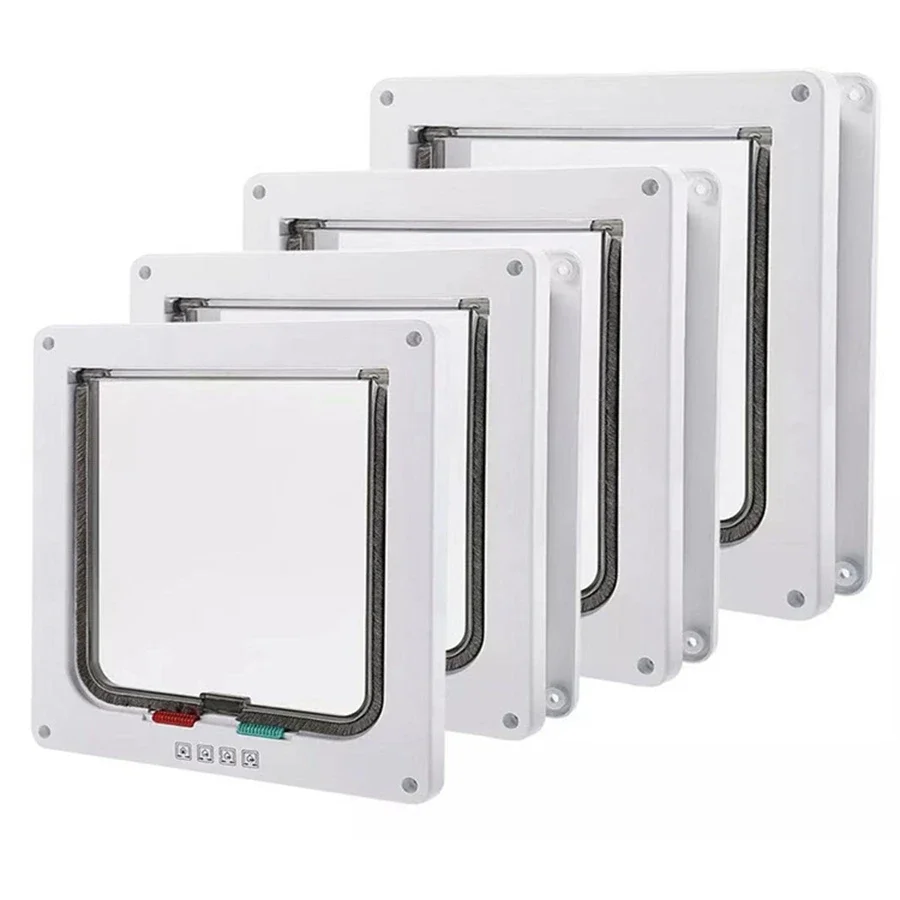 Weather Proof Cat Door 4 Way Locking for Cat up to 20 lbs for Interior Doors, Cabinet, Garage Doors 4 Sizes Pet Door