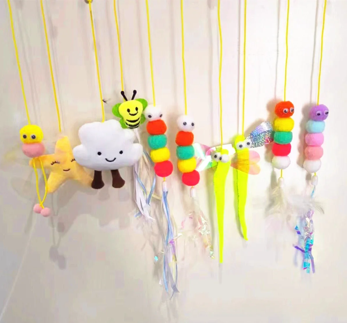 Cat Hanging Toy Independent Cat Teasing Elastic Rope Hanging Door Cat Teasing Stick Feather Teasing Cat Pet Teasing Cat Stick