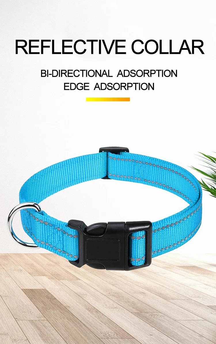 1PC Reflective Dog Collar with Buckle Adjustable Safety Nylon Collars for Small Medium Large Dogs