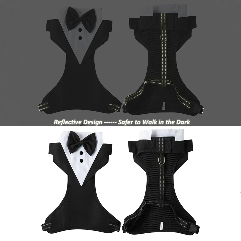Dog Tuxedo for Wedding Outfit, Dog Suit and Tie Costumes for Birthday, Cosplay, Christmas Party, Pet Formal Wear with Bowtie
