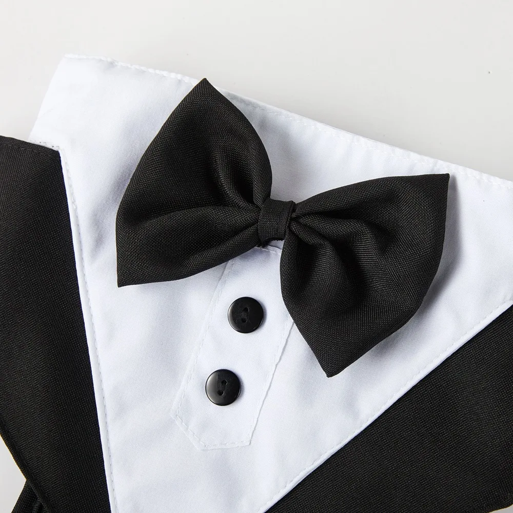 Dog Tuxedo for Wedding Outfit, Dog Suit and Tie Costumes for Birthday, Cosplay, Christmas Party, Pet Formal Wear with Bowtie
