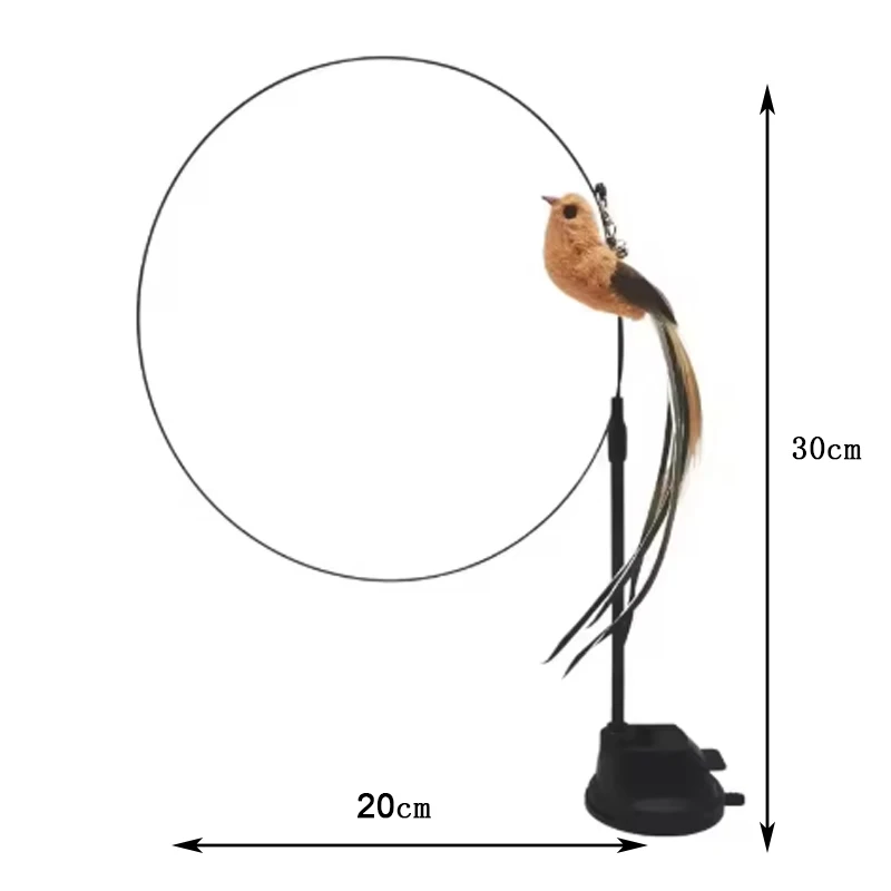 Cat Toys Cat Self-Sexy Feather Suction Cup Teasing Cat Stick with Bell Bird Replacement Head Resistant to Bite Pet Cat Dog Toys