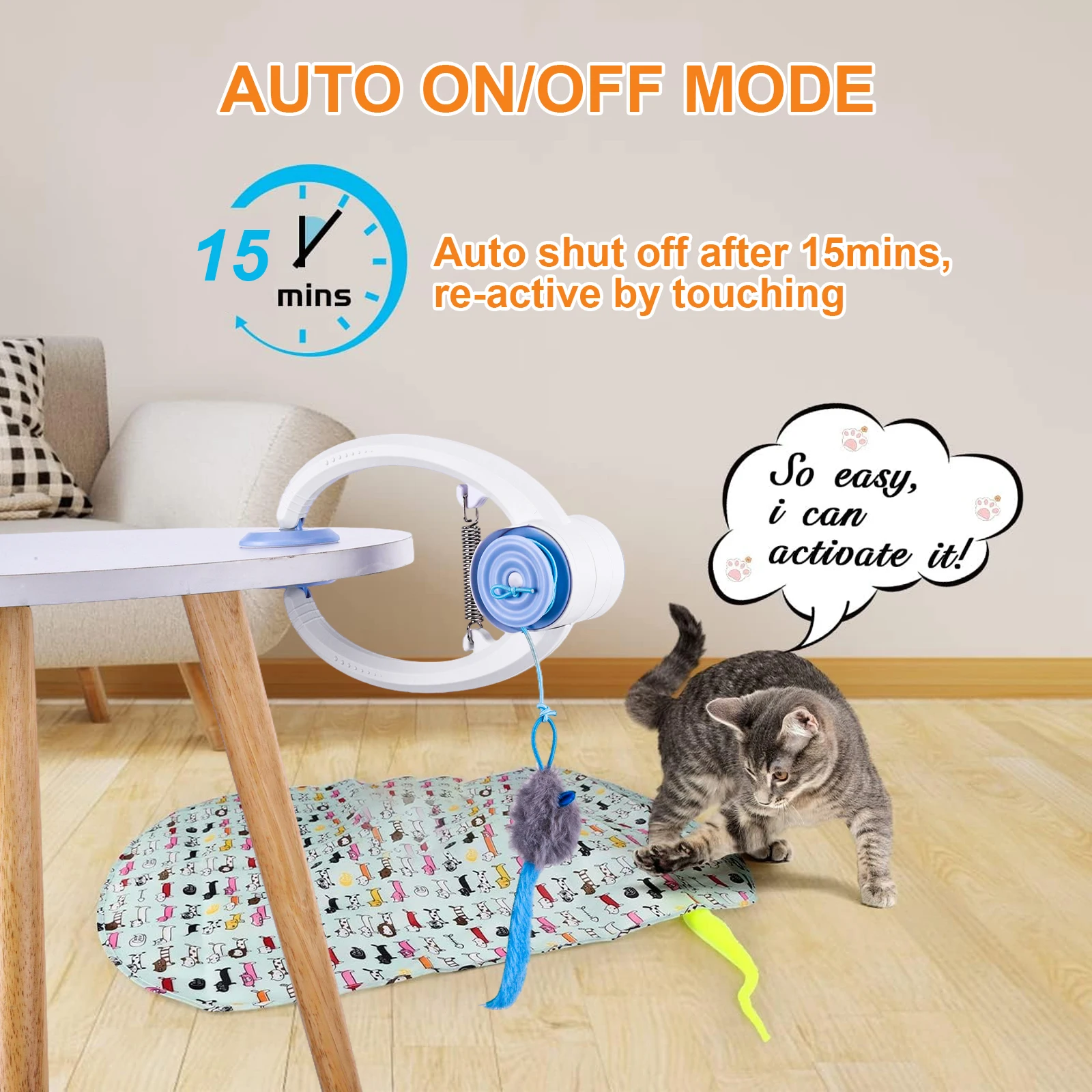 Door Hanging Auto-Rebound Cat Toy Retractable Kitten Teaser with 3 Catnip Mice Interactive Pet Play Toy for Indoor Playing Exer