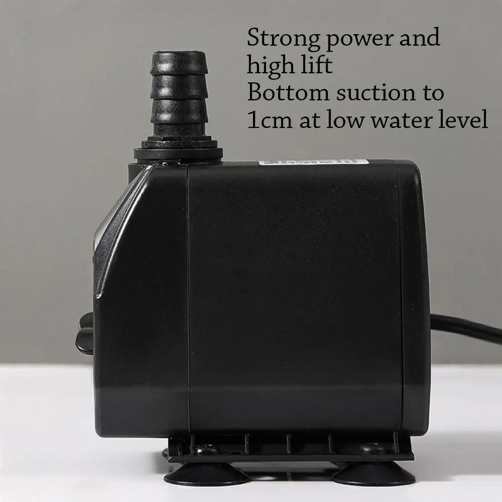 220V Black Submersible Water Pump Submersible Ultra-Quiet Fountain Pump with Suction Cup Mini Ponds Fountains Fish Pond Aquarium