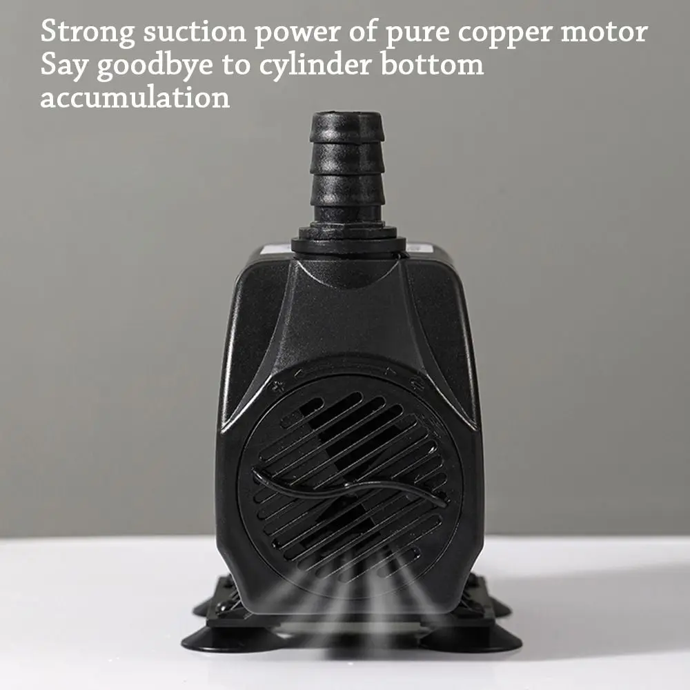 220V Black Submersible Water Pump Submersible Ultra-Quiet Fountain Pump with Suction Cup Mini Ponds Fountains Fish Pond Aquarium